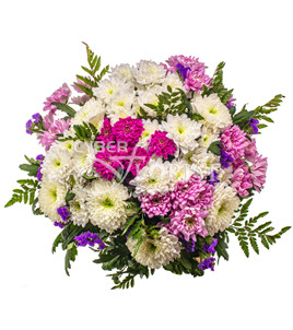bouquet of spray and single chrysanthemums